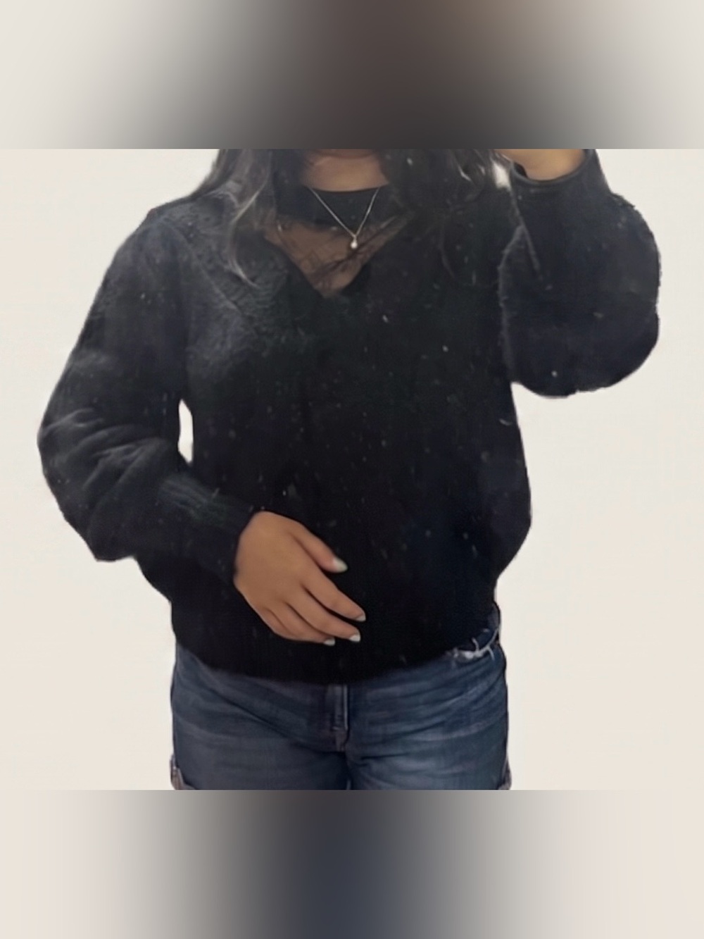 Express Black Sweater Lace Detailing